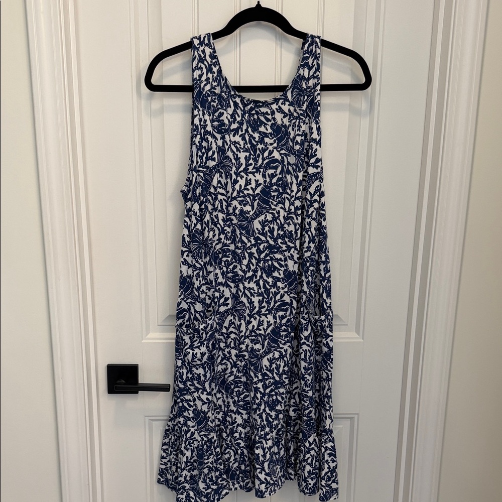 Lilly Pulitzer Navy and White Leaf Print Dress